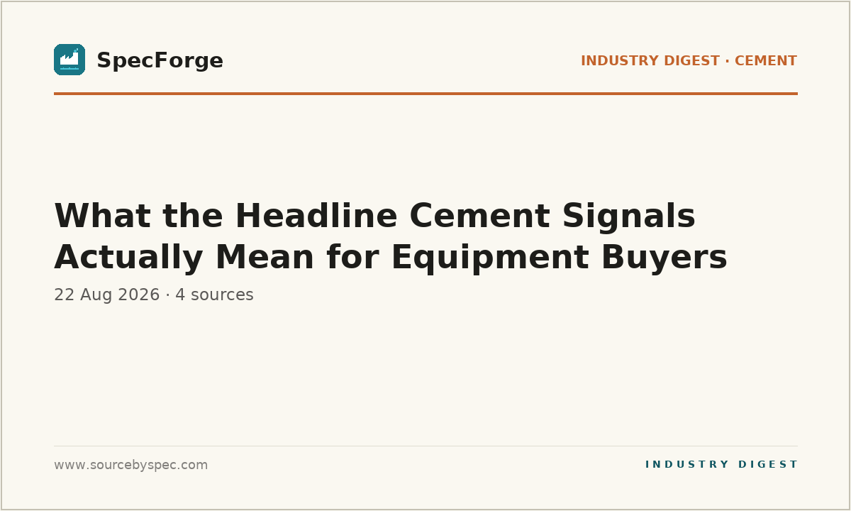 What the Headline Cement Signals Actually Mean for Equipment Buyers