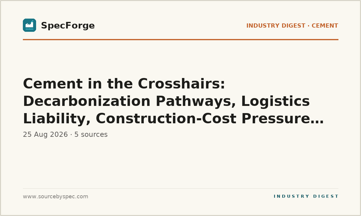 Cement in the Crosshairs: Decarbonization Pathways, Logistics Liability, Construction-Cost Pressure, and Trade-Tariff Shocks