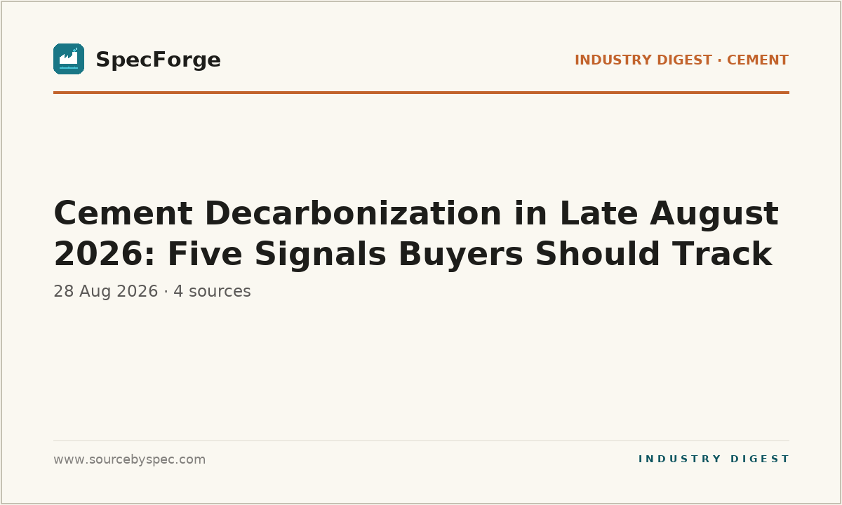 Cement Decarbonization in Late August 2026: Five Signals Buyers Should Track