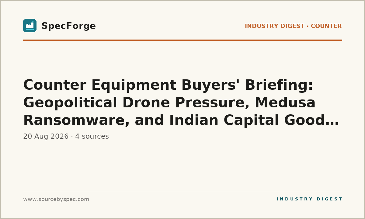 Counter Equipment Buyers' Briefing: Geopolitical Drone Pressure, Medusa Ransomware, and Indian Capital Goods Volume Surges