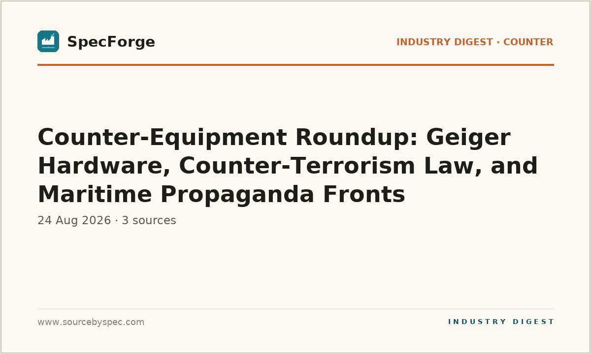 Counter-Equipment Roundup: Geiger Hardware, Counter-Terrorism Law, and Maritime Propaganda Fronts