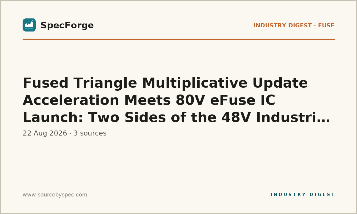 Fused Triangle Multiplicative Update Acceleration Meets 80V eFuse IC Launch: Two Sides of the 48V Industrial Power Equation