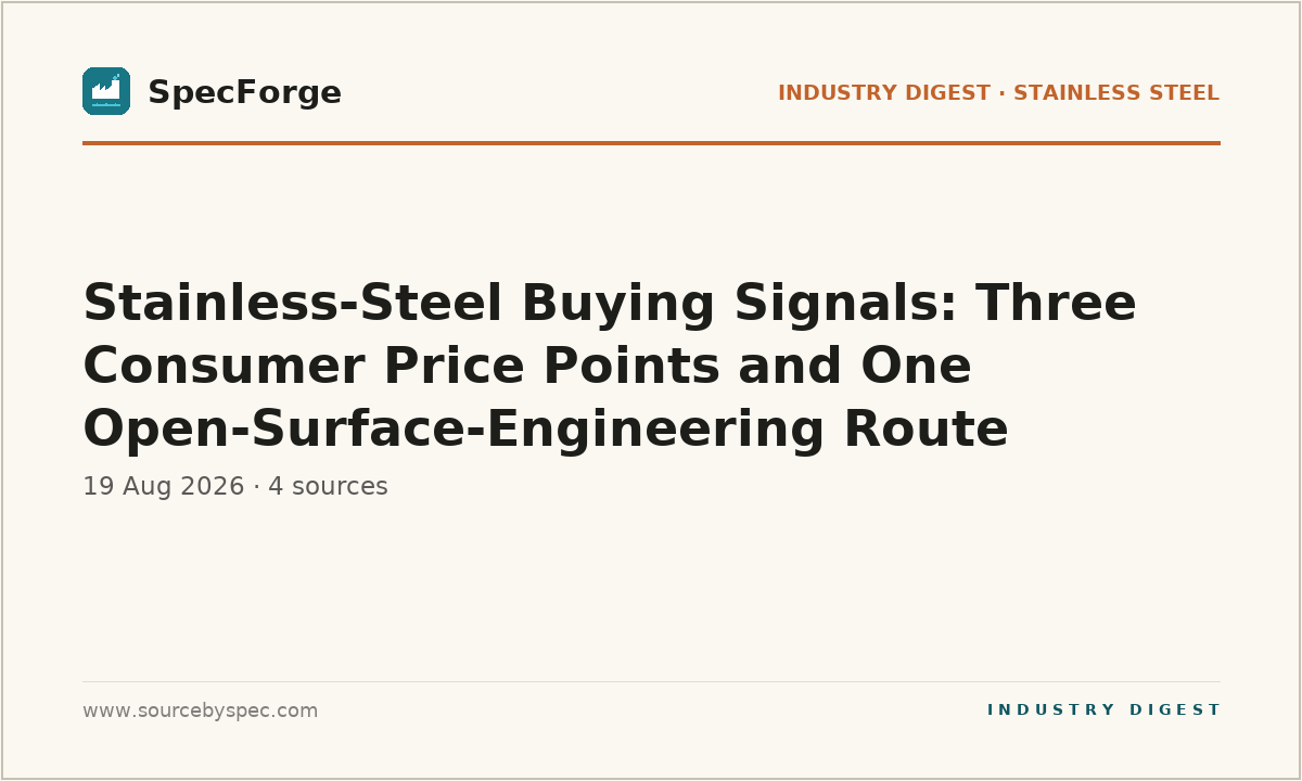 Stainless-Steel Buying Signals: Three Consumer Price Points and One Open-Surface-Engineering Route
