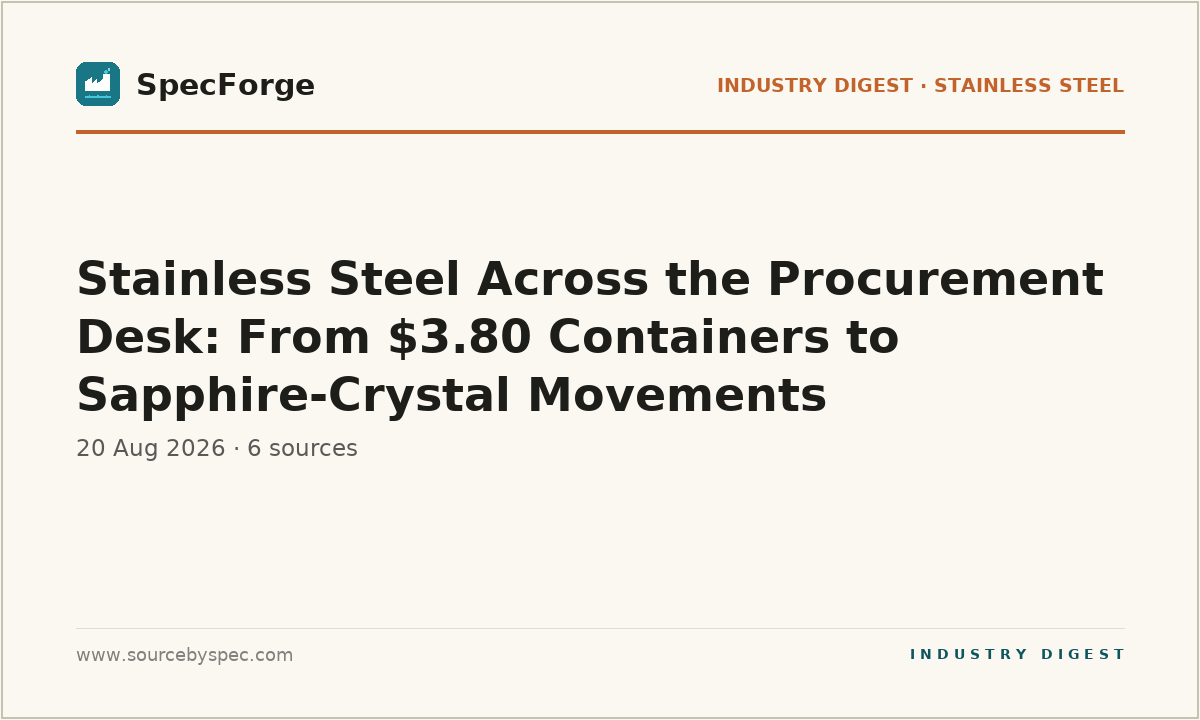 Stainless Steel Across the Procurement Desk: From $3.80 Containers to Sapphire-Crystal Movements