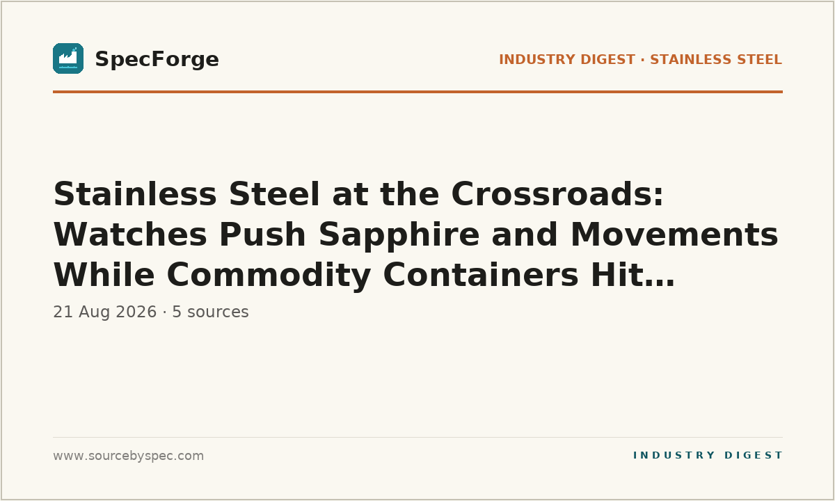 Stainless Steel at the Crossroads: Watches Push Sapphire and Movements While Commodity Containers Hit All-Time Lows