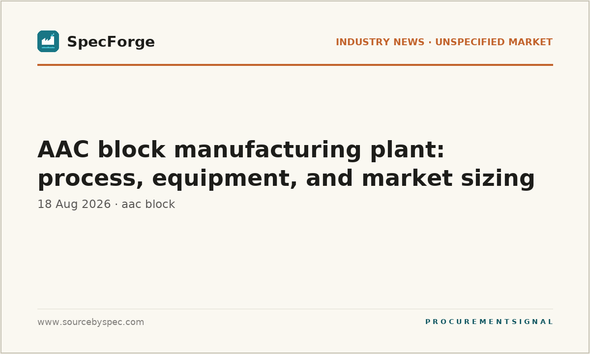 AAC block manufacturing plant: process, equipment, and market sizing