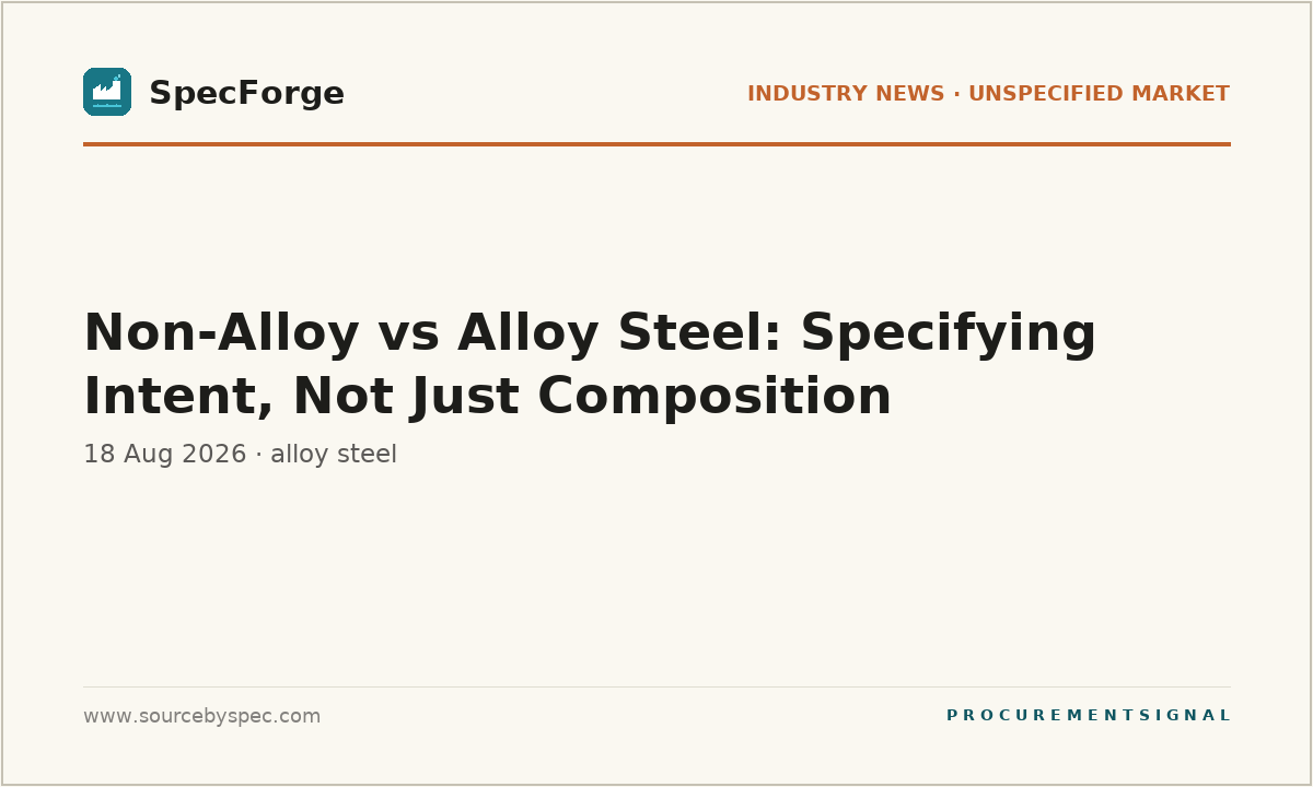 Non-Alloy vs Alloy Steel: Specifying Intent, Not Just Composition