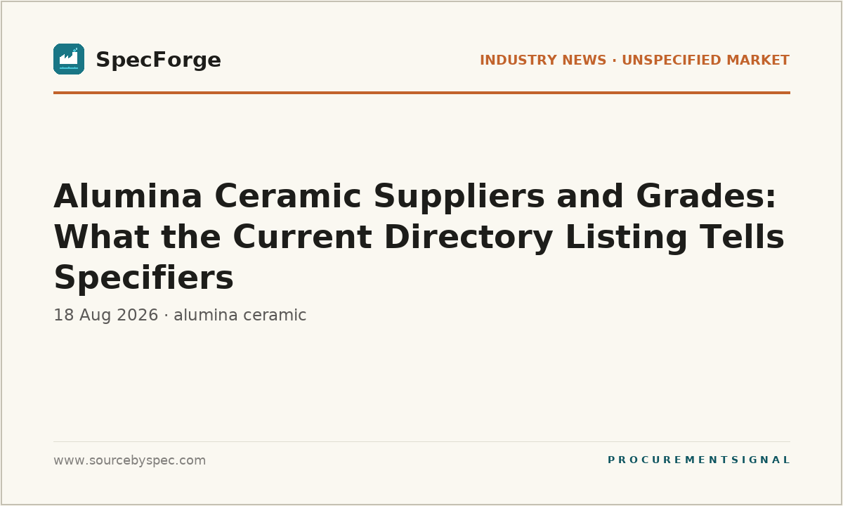 Alumina Ceramic Suppliers and Grades: What the Current Directory Listing Tells Specifiers