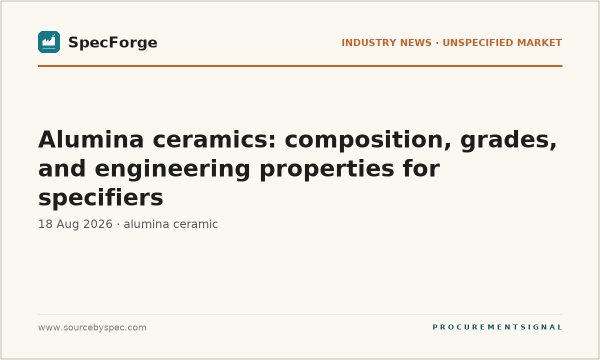 Alumina ceramics: composition, grades, and engineering properties for specifiers