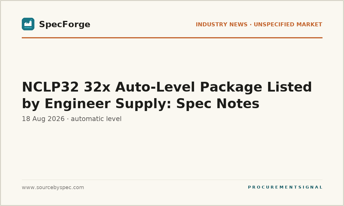 NCLP32 32x Auto-Level Package Listed by Engineer Supply: Spec Notes