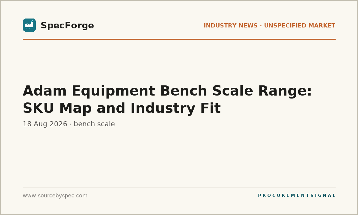 Adam Equipment Bench Scale Range: SKU Map and Industry Fit