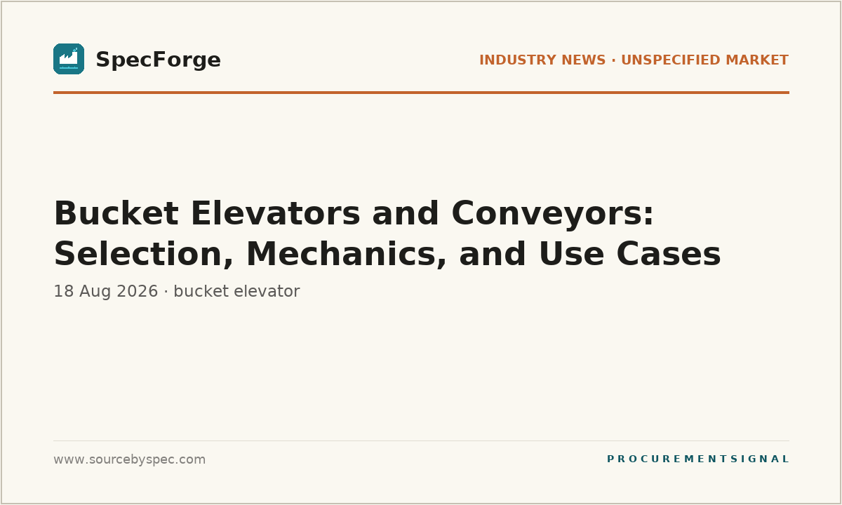 Bucket Elevators and Conveyors: Selection, Mechanics, and Use Cases