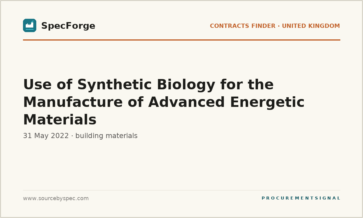 Use of Synthetic Biology for the Manufacture of Advanced Energetic Materials