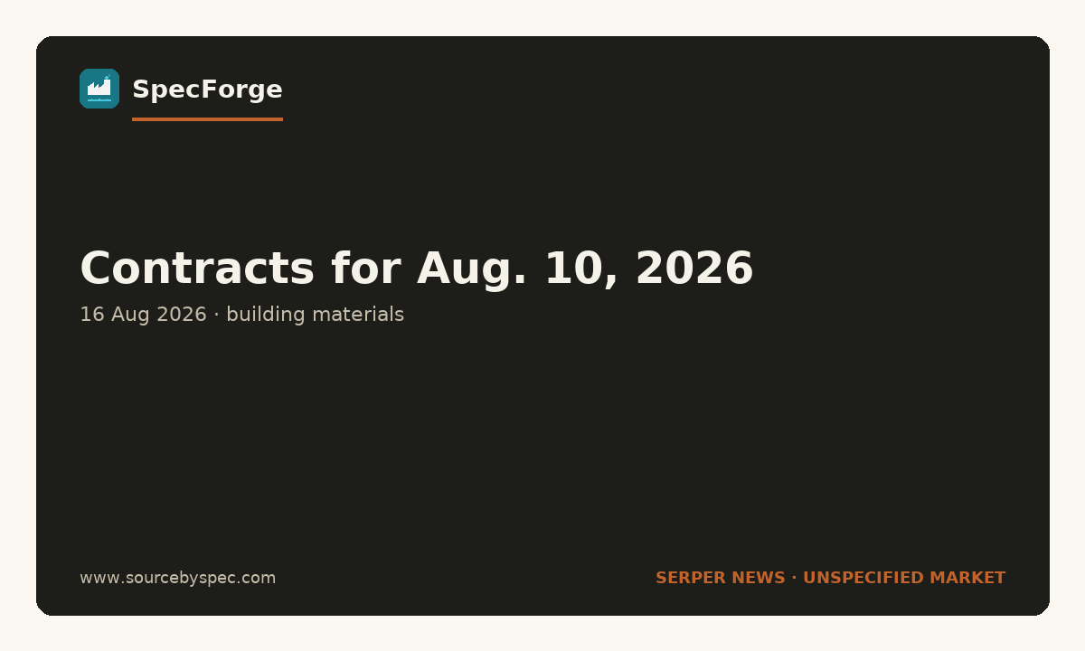 Contracts for Aug. 10, 2026