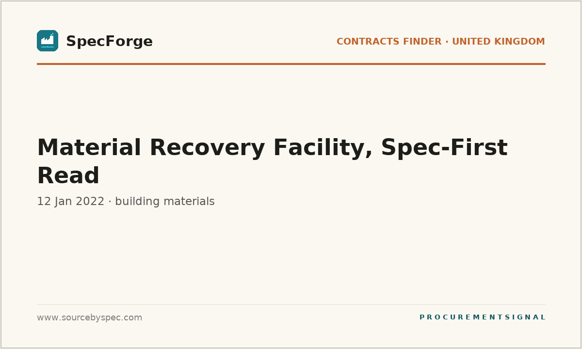 Material Recovery Facility, Spec-First Read