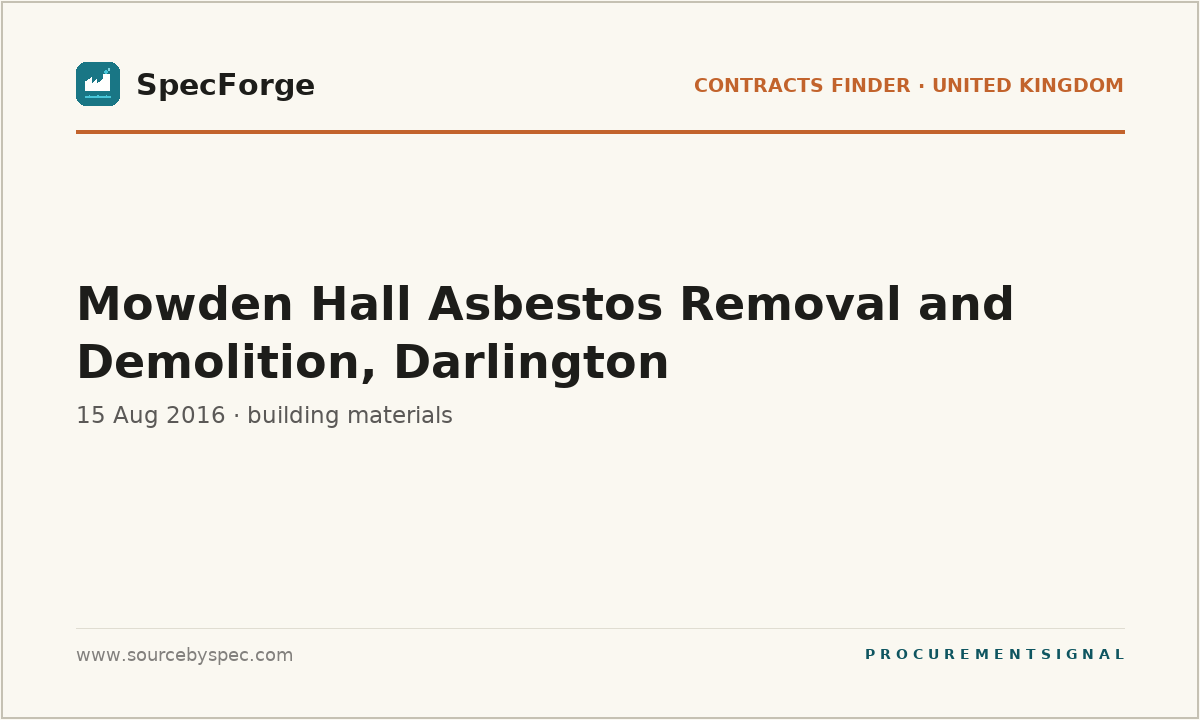 Mowden Hall Asbestos Removal and Demolition, Darlington