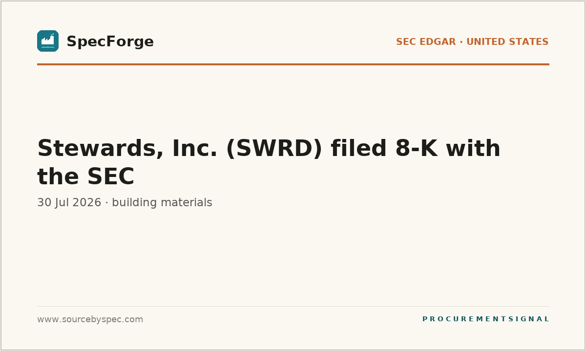 Stewards, Inc. (SWRD) filed 8-K with the SEC