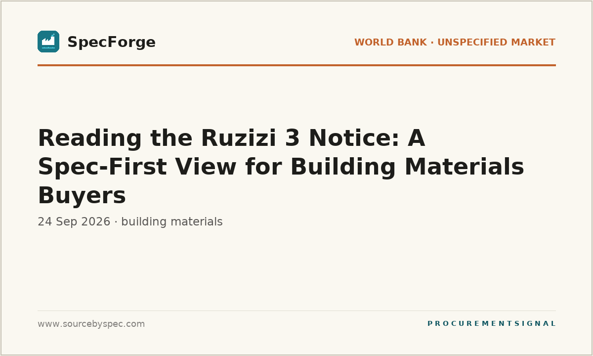 Reading the Ruzizi 3 Notice: A Spec-First View for Building Materials Buyers