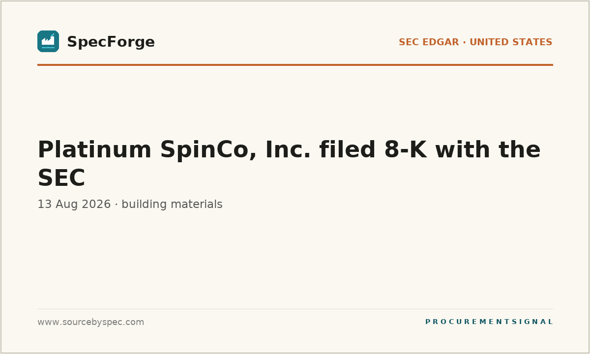 Platinum SpinCo, Inc. filed 8-K with the SEC