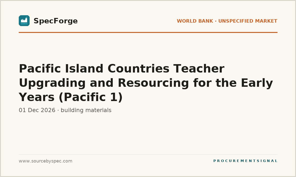 Pacific Island Countries Teacher Upgrading and Resourcing for the Early Years (Pacific 1)
