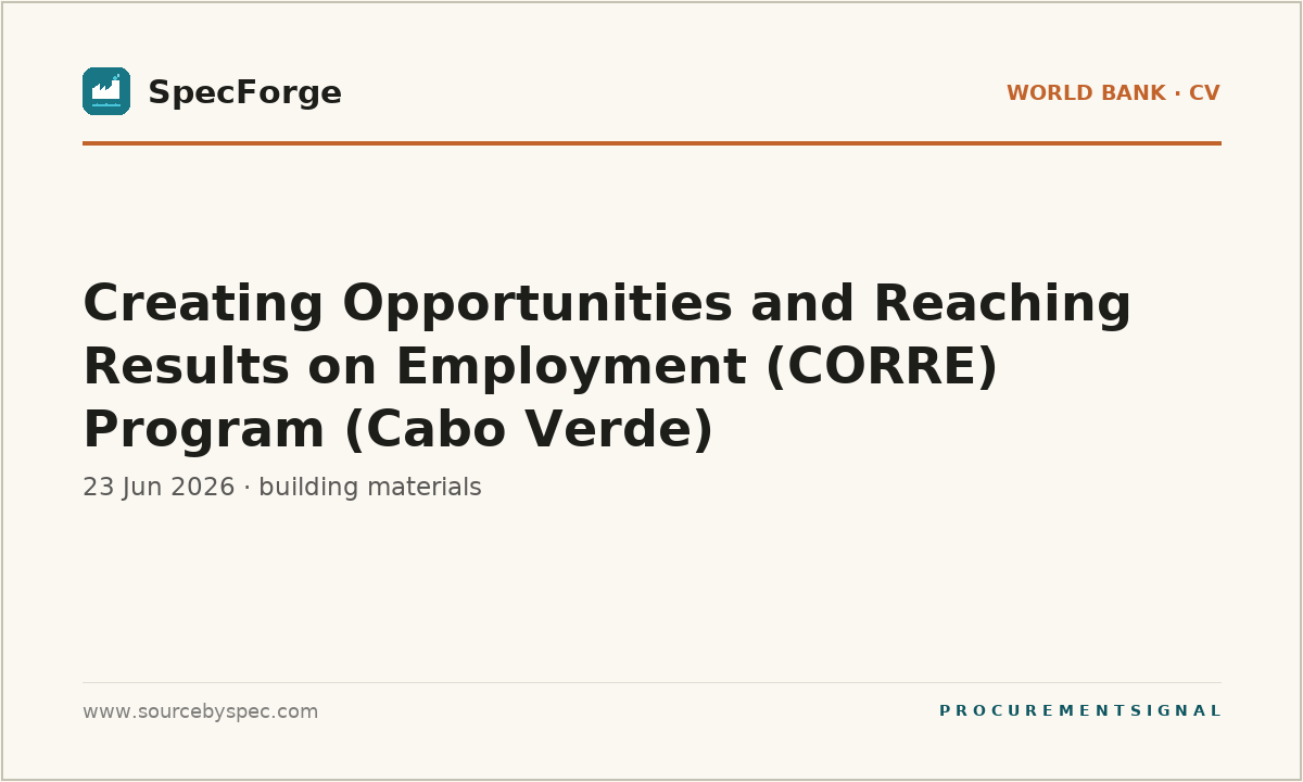 Creating Opportunities and Reaching Results on Employment (CORRE) Program (Cabo Verde)