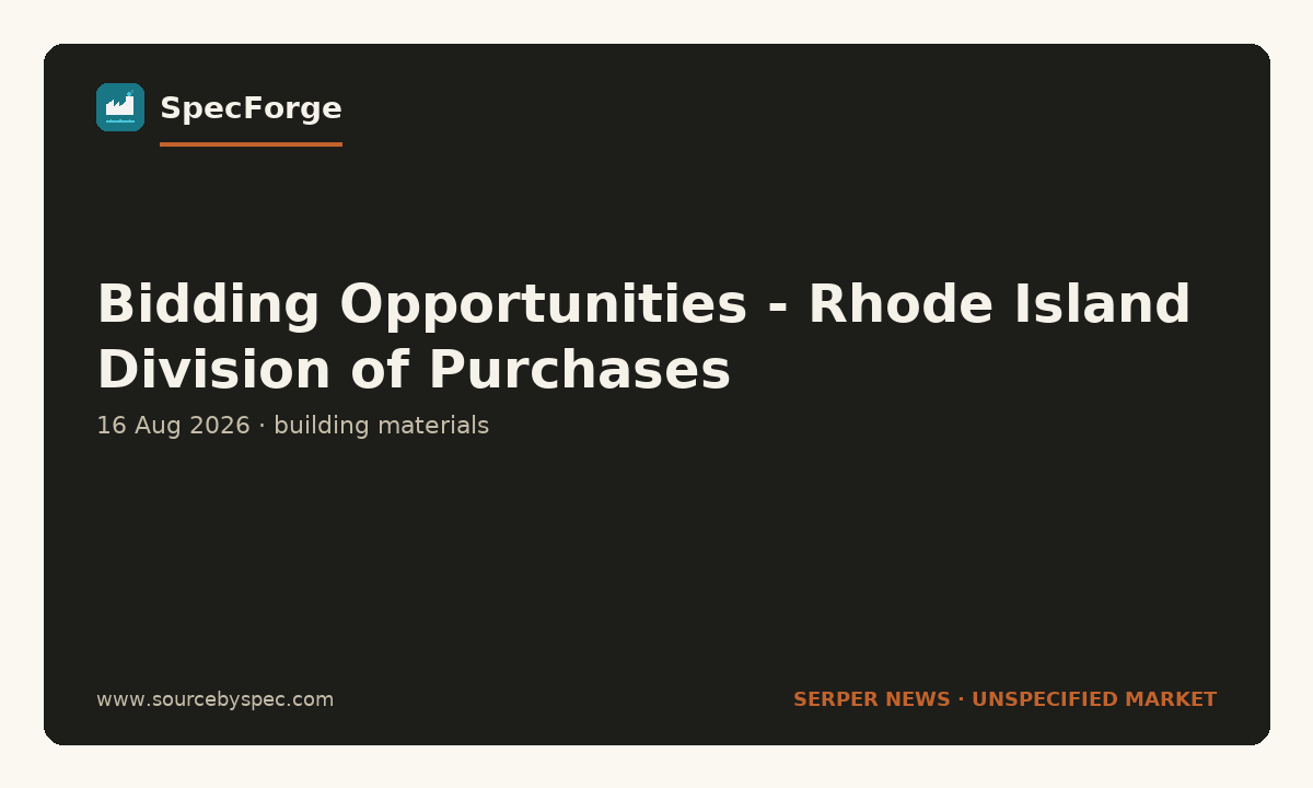 Bidding Opportunities - Rhode Island Division of Purchases