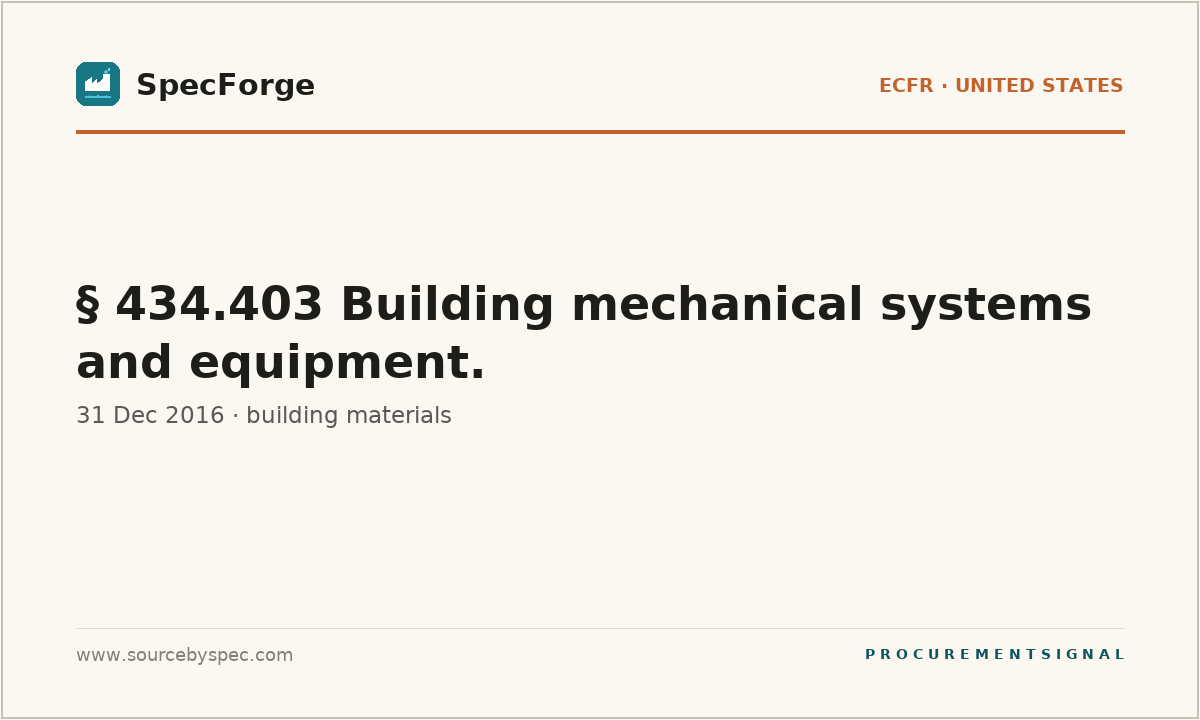 § 434.403 Building mechanical systems and equipment.