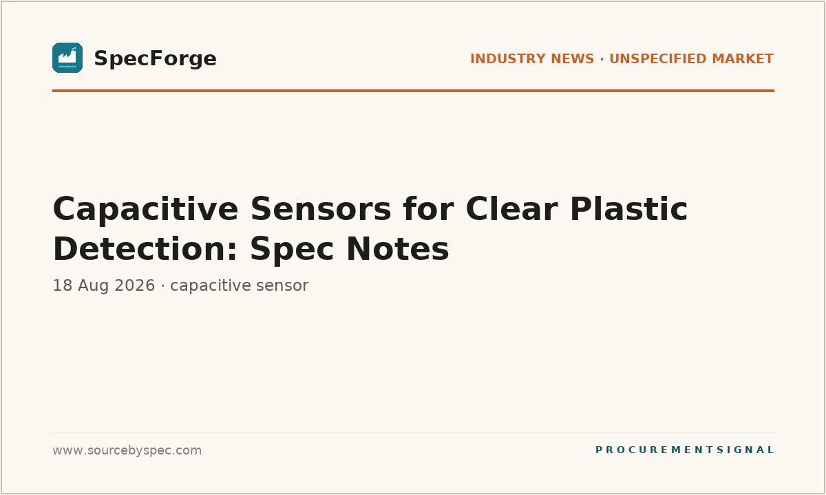 Capacitive Sensors for Clear Plastic Detection: Spec Notes