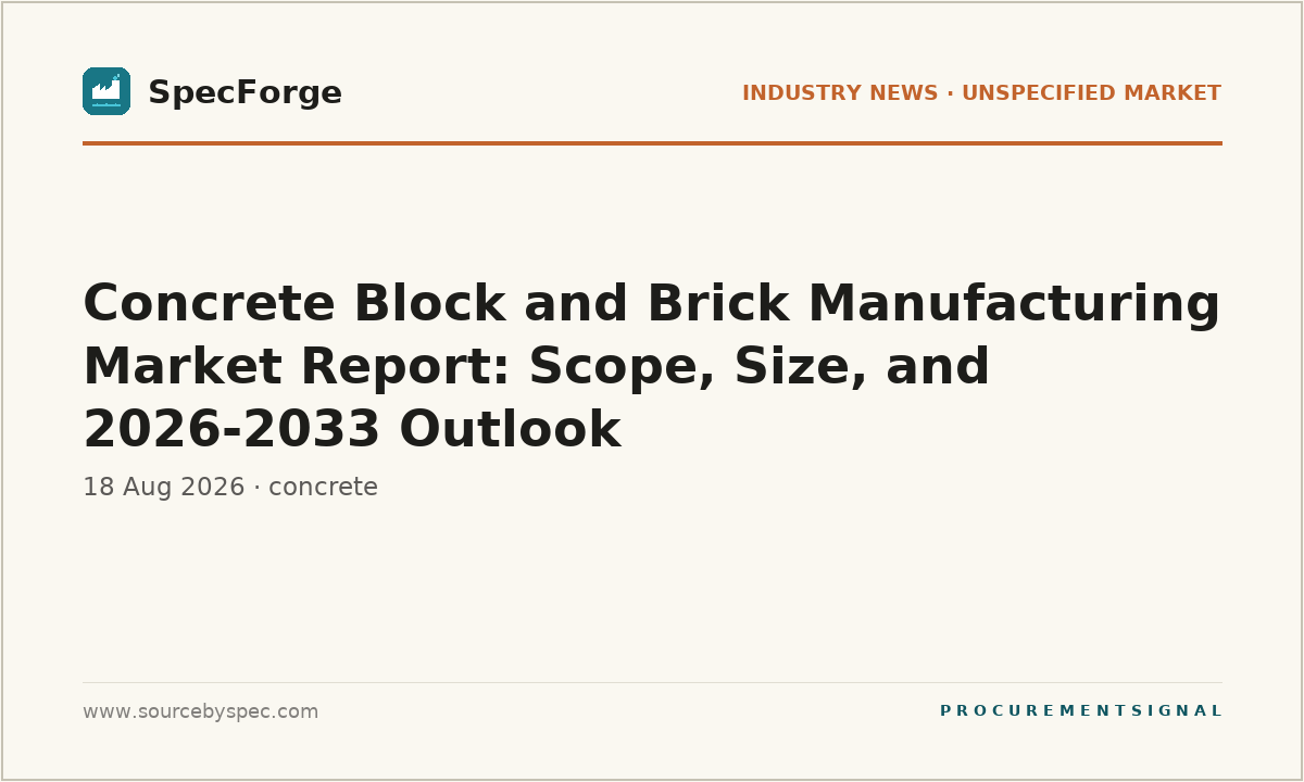 Concrete Block and Brick Manufacturing Market Report: Scope, Size, and 2026-2033 Outlook