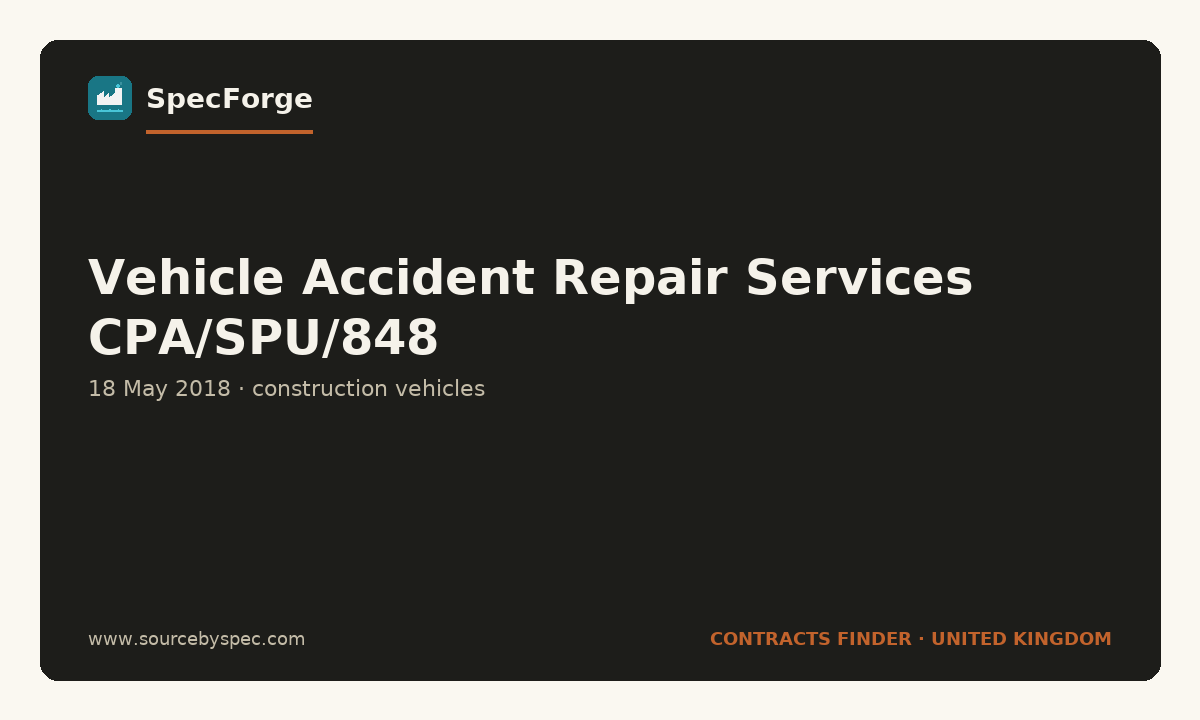 Vehicle Accident Repair Services CPA/SPU/848