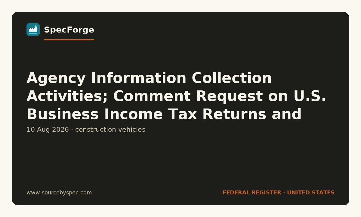 Agency Information Collection Activities; Comment Request on U.S. Business Income Tax Returns and Related Forms, Schedules, Attachments, and Published Guidance