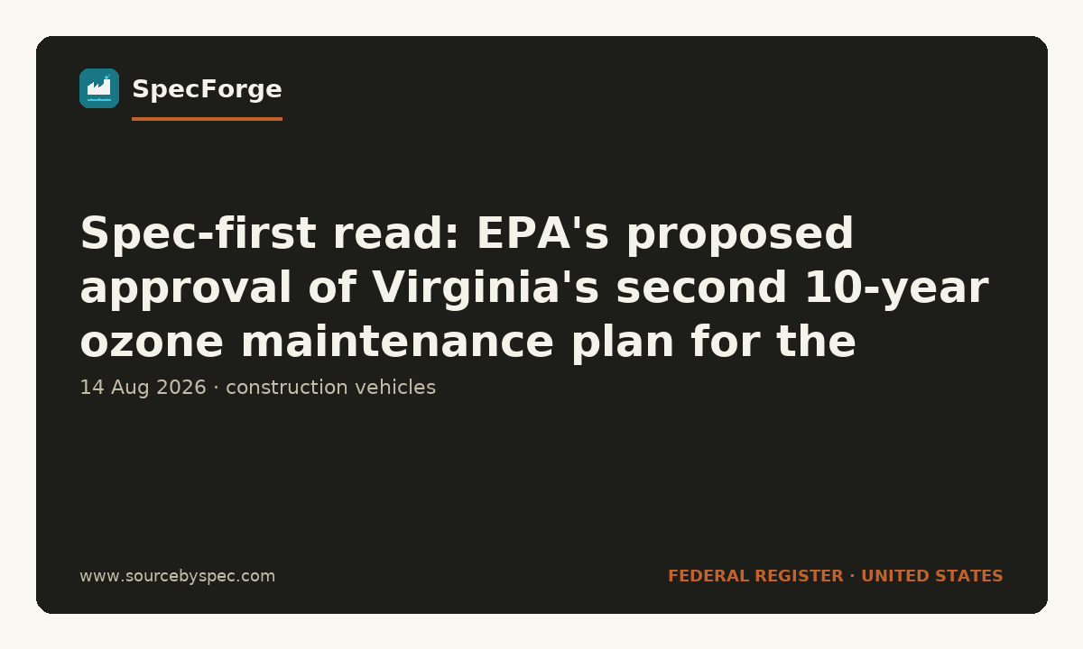 Spec-first read: EPA's proposed approval of Virginia's second 10-year ozone maintenance plan for the Shenandoah National Park area