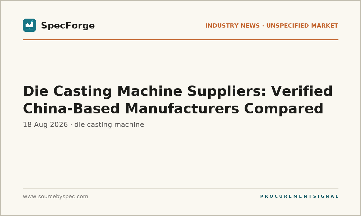 Die Casting Machine Suppliers: Verified China-Based Manufacturers Compared