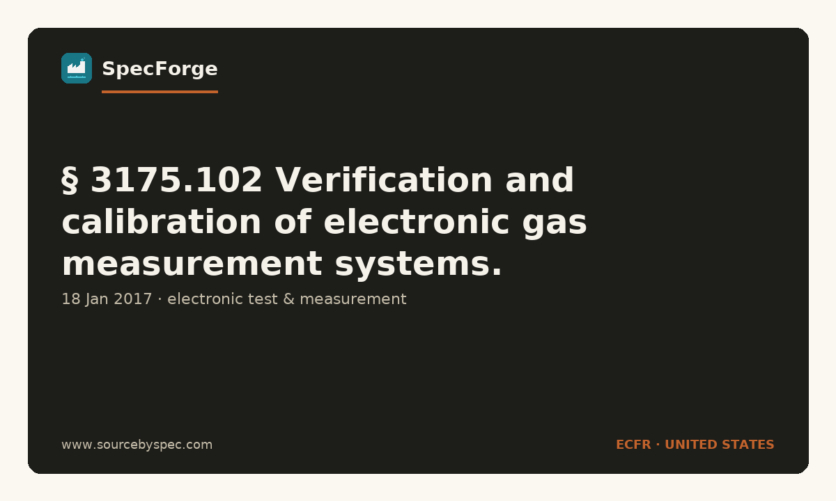 § 3175.102 Verification and calibration of electronic gas measurement systems.