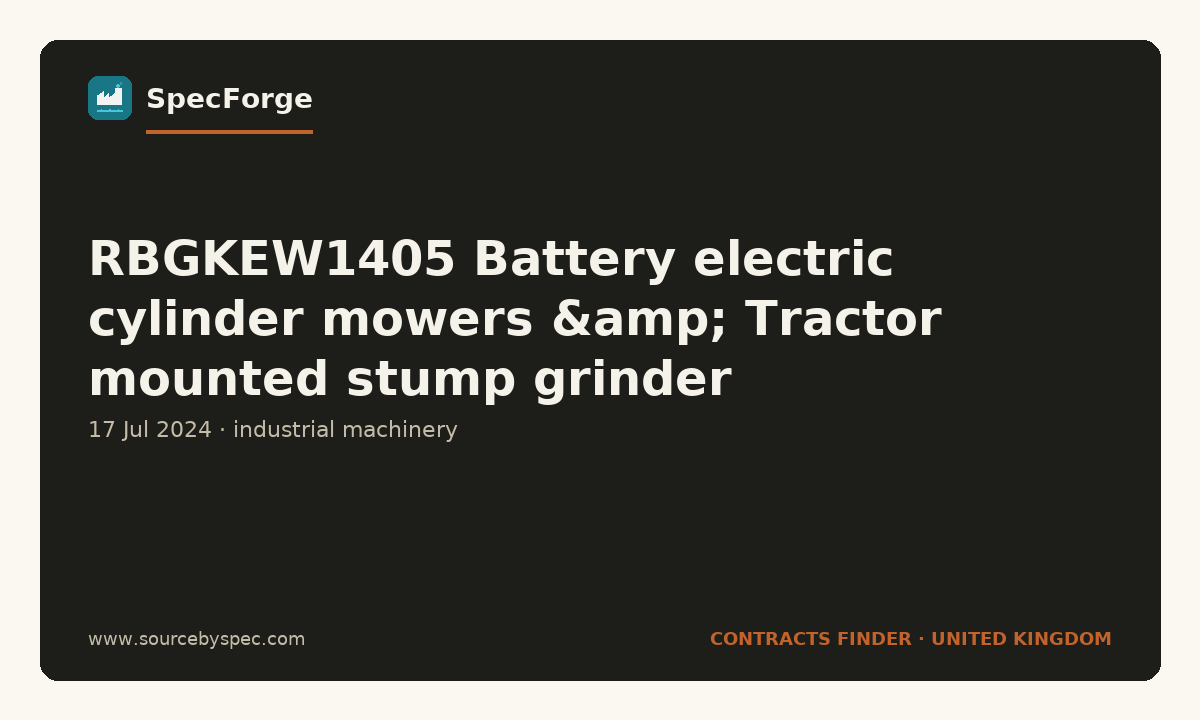 RBGKEW1405 Battery electric cylinder mowers & Tractor mounted stump grinder