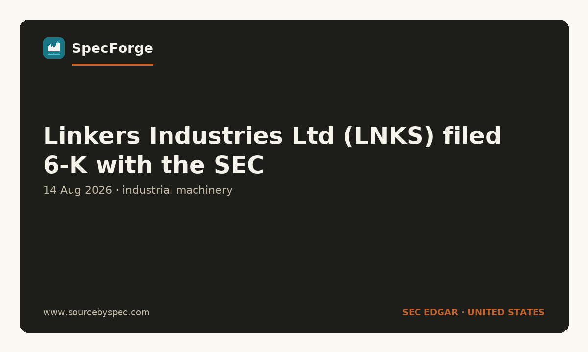 Linkers Industries Ltd (LNKS) filed 6-K with the SEC