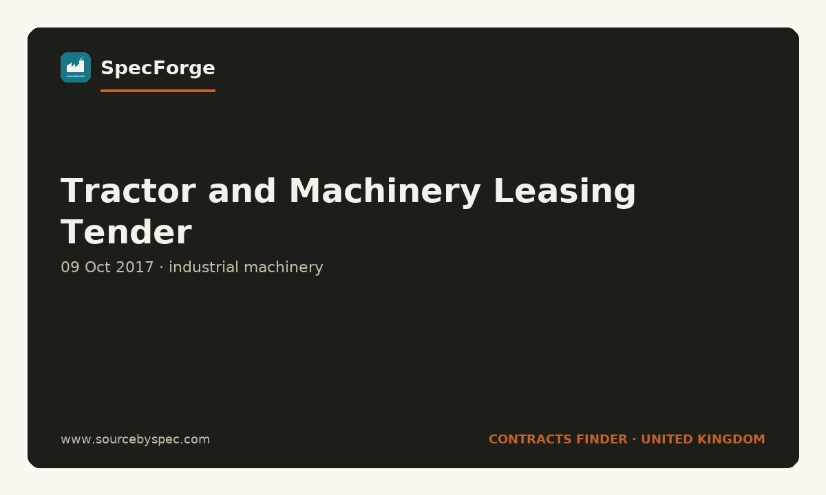 Tractor and Machinery Leasing Tender