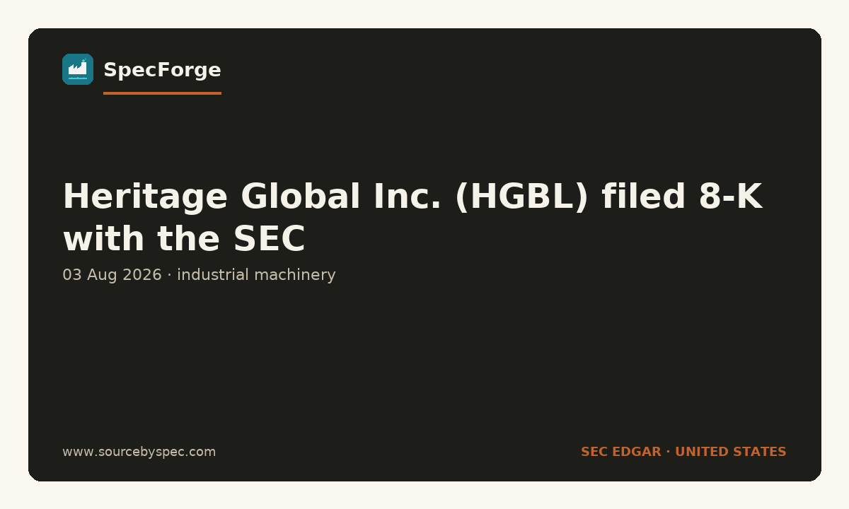 Heritage Global Inc. (HGBL) filed 8-K with the SEC