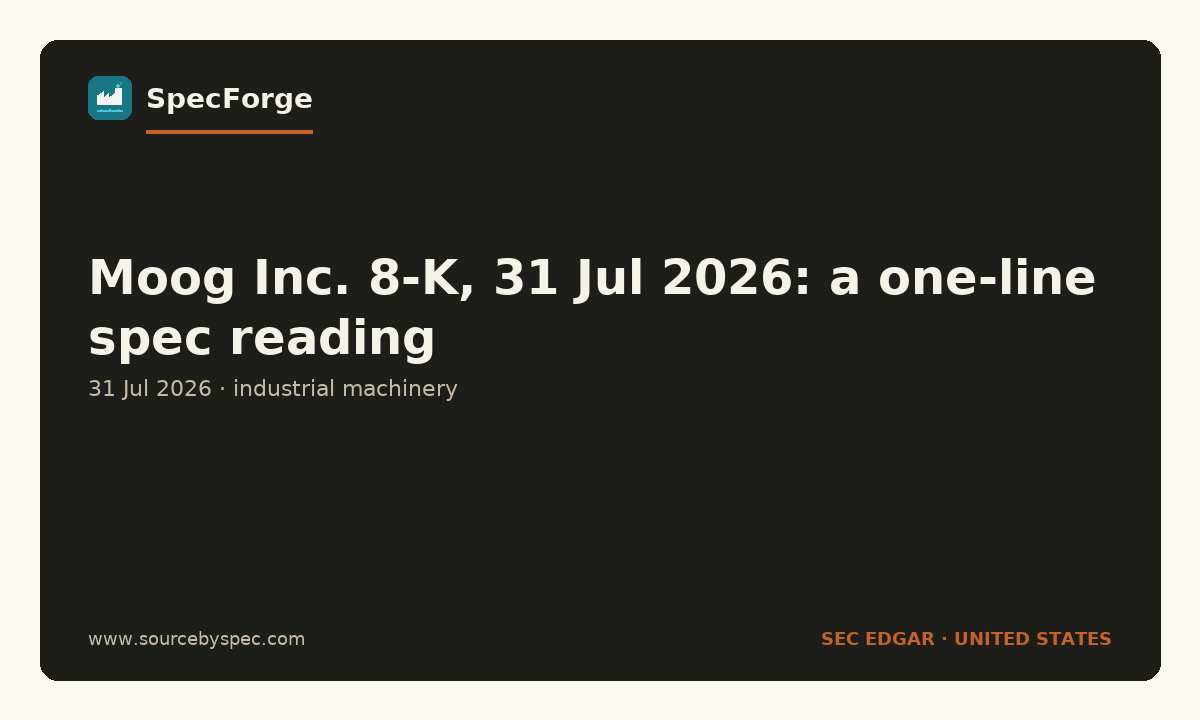 Moog Inc. 8-K, 31 Jul 2026: a one-line spec reading