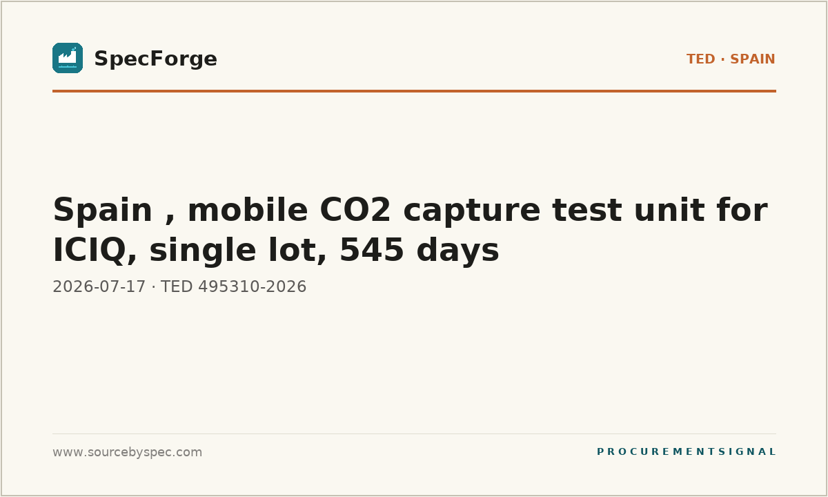 Spain , mobile CO2 capture test unit for ICIQ, single lot, 545 days