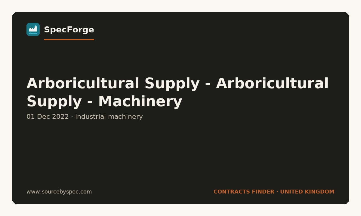 Arboricultural Supply - Arboricultural Supply - Machinery