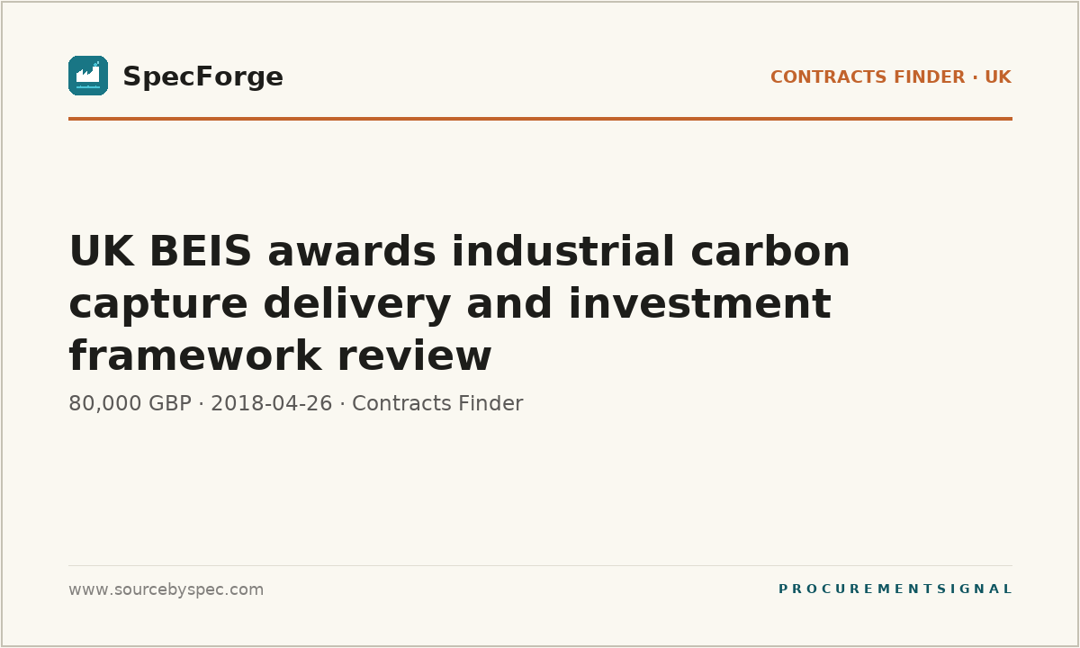 UK BEIS awards industrial carbon capture delivery and investment framework review