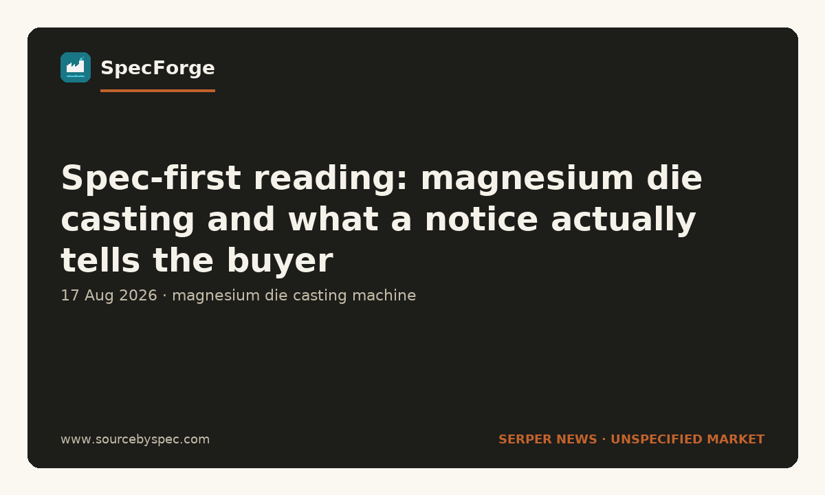 Spec-first reading: magnesium die casting and what a notice actually tells the buyer