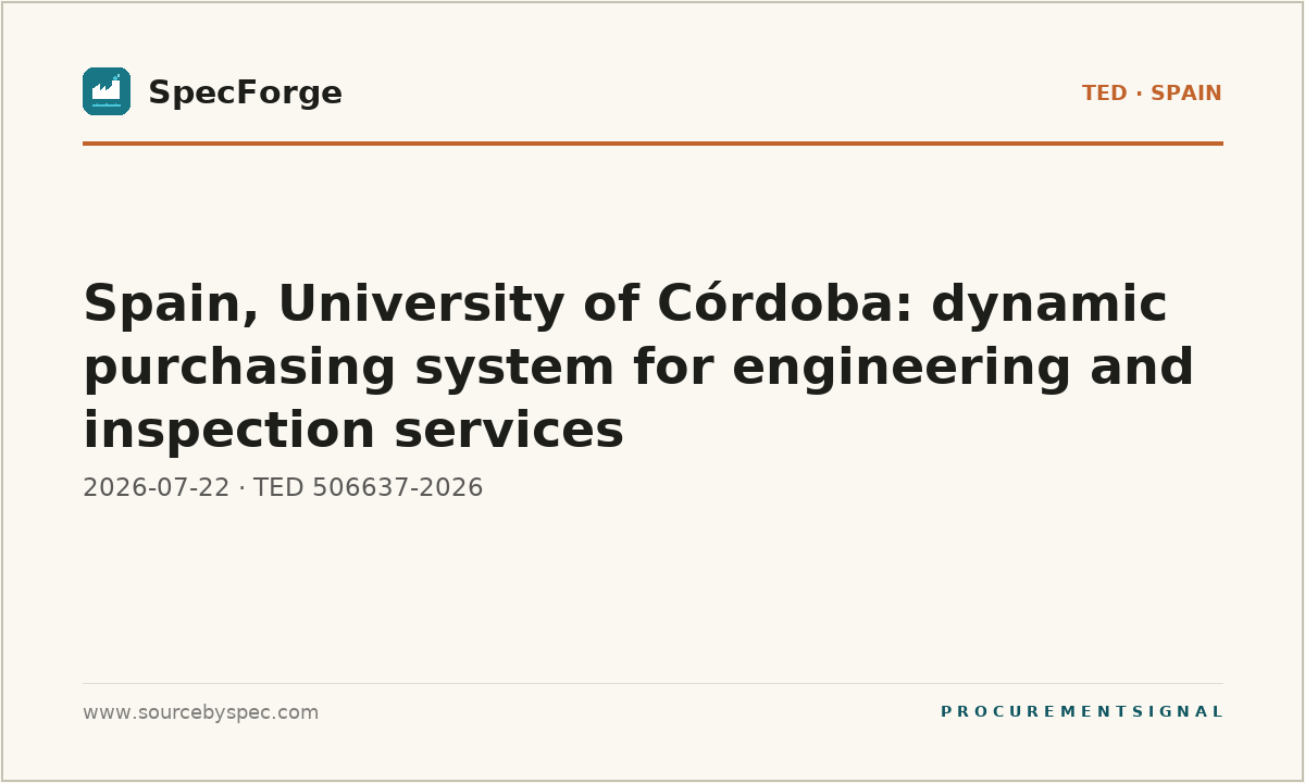 Spain, University of Córdoba: dynamic purchasing system for engineering and inspection services