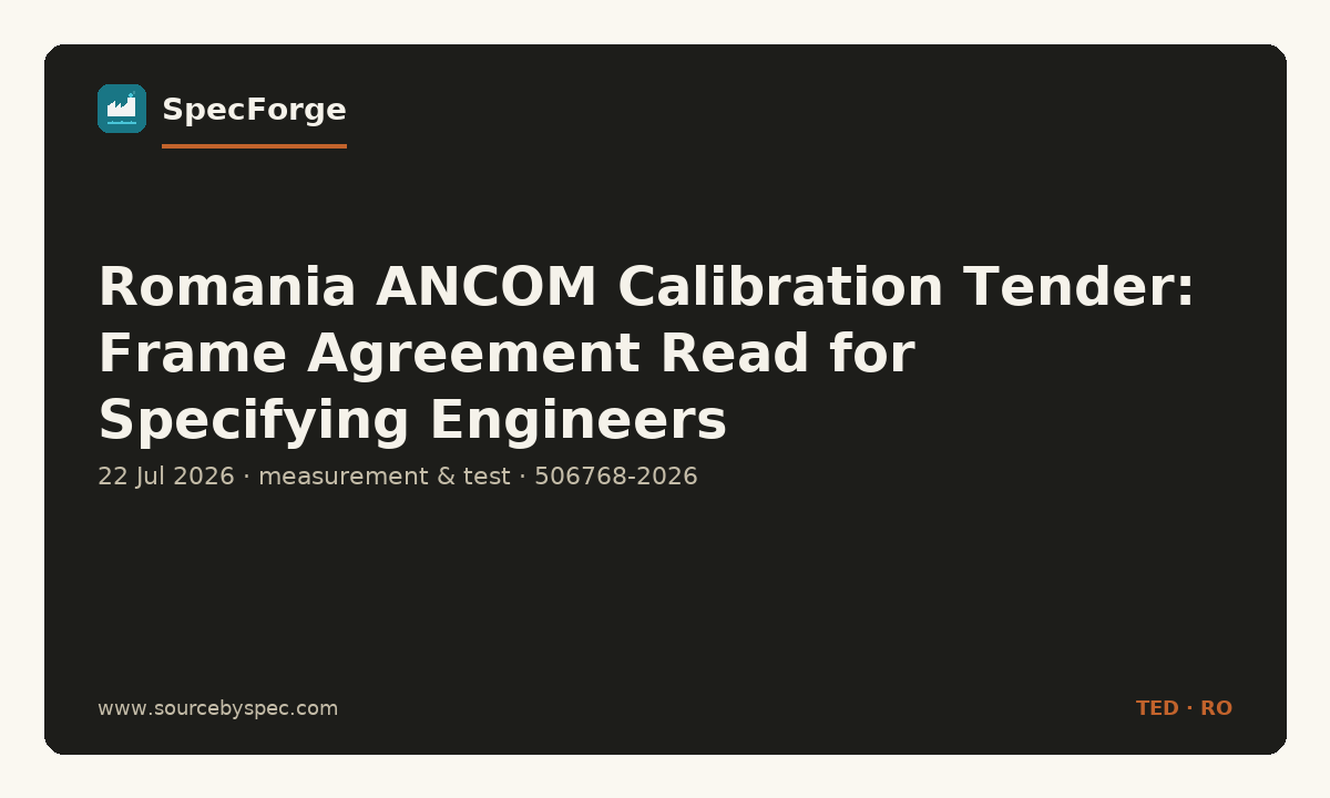 Romania ANCOM Calibration Tender: Frame Agreement Read for Specifying Engineers