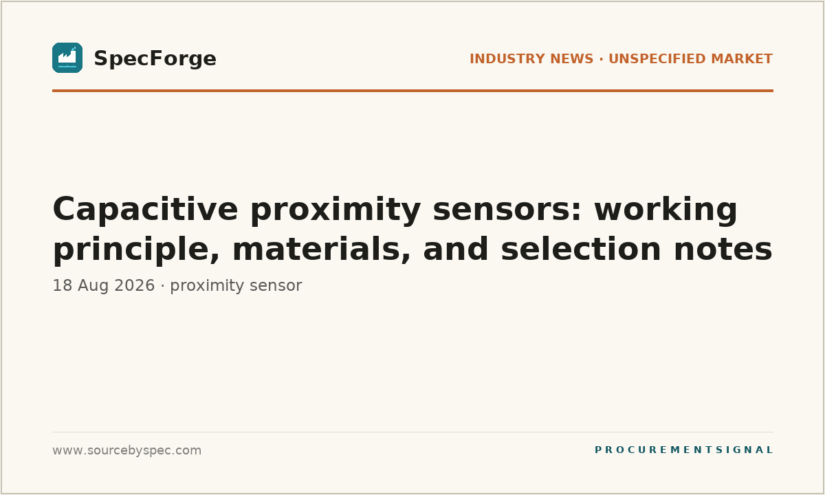 Capacitive proximity sensors: working principle, materials, and selection notes