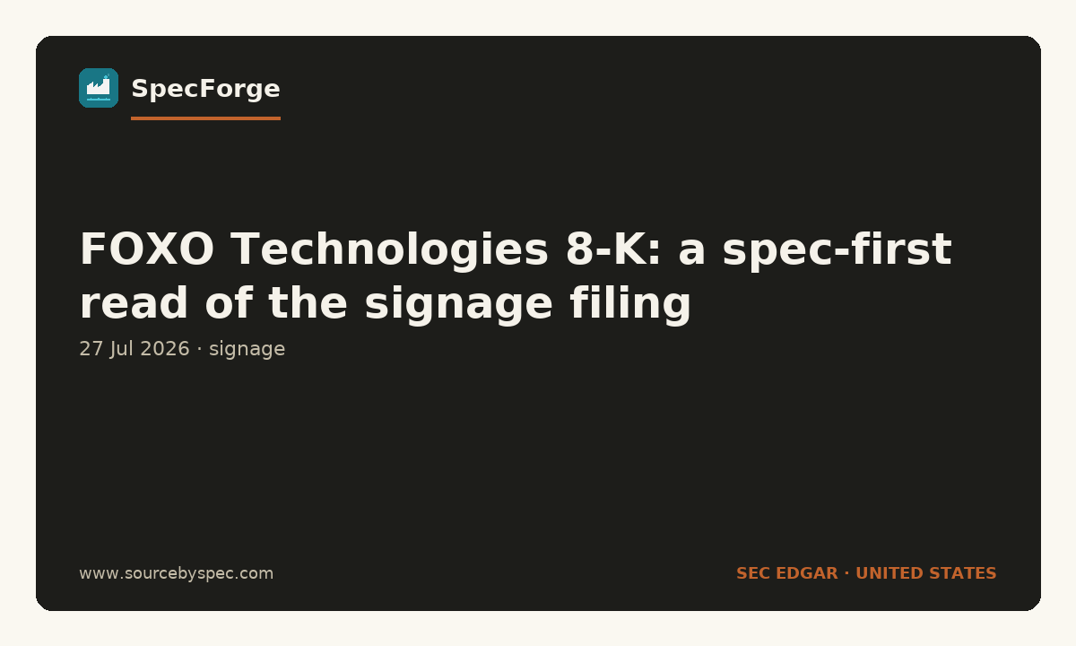 FOXO Technologies 8-K: a spec-first read of the signage filing