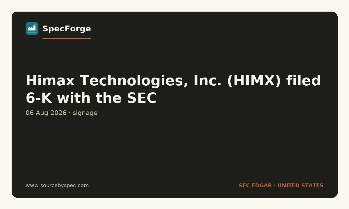 Himax Technologies, Inc. (HIMX) filed 6-K with the SEC