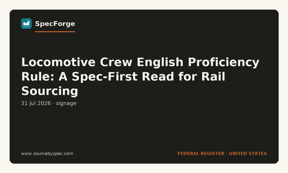 Locomotive Crew English Proficiency Rule: A Spec-First Read for Rail Sourcing