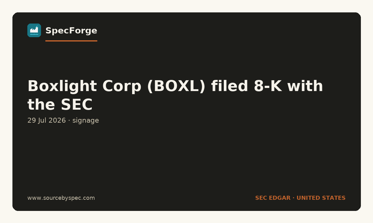 Boxlight Corp (BOXL) filed 8-K with the SEC